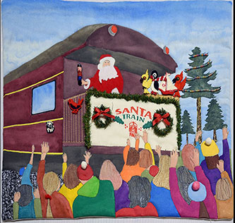 Santa Train Art Quilt by Rick Ware, NCR - 3rd Place Railroadiana Category